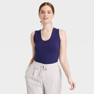 Women's U-Neck Slim Fit Tank Top - a New Day™ Navy Blue M